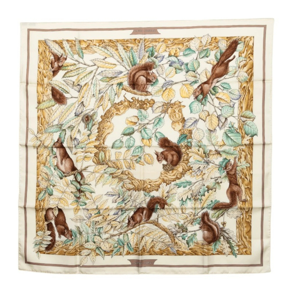 Hermes Carre 90 CASSE NOISETTE (Nutcracker) Scarf/Muffler, Beige Multicolor S...